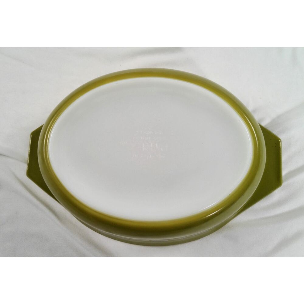 Vtg Olive Green Spring Blossom Pyrex Casserole Dish & Lid 1.5 Qt 043 Crazy Daisy - Picture 6 of 8